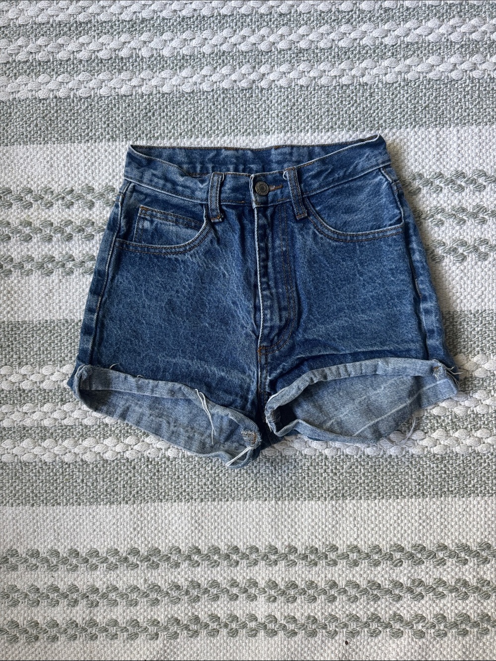 Brandy Melville Dark Wash Rolled Hem Jean Shorts